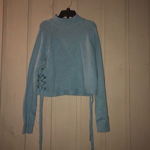 High neck long sleeve knit sweater